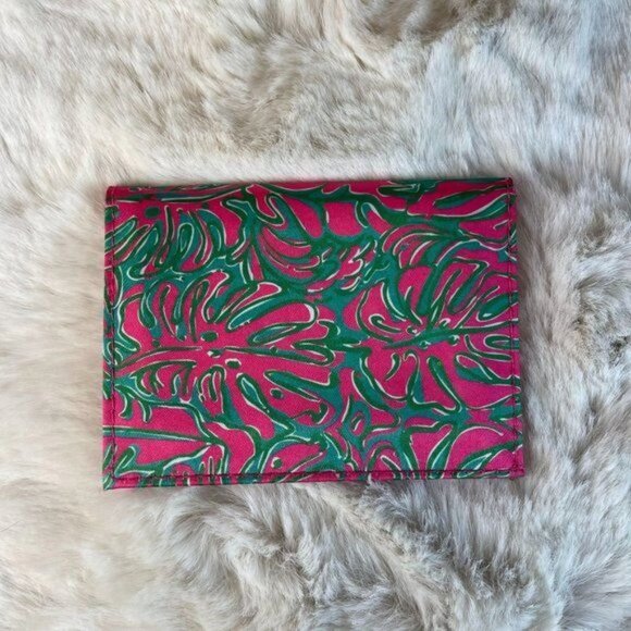 Lilly Pulitzer Mini Wallet Printed Gold Metallic Logo Pink Green Womens One Size - Picture 3 of 5